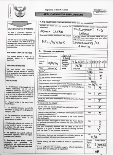 How To Fill Z83 FORM
