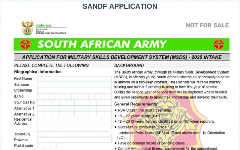 SANDF 2025 Application Forms