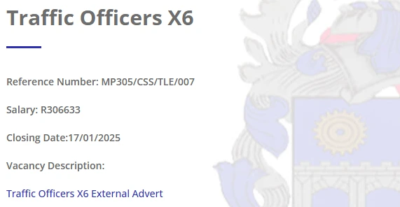 Traffic Officer Learnerships – Apply for Traffic Officer Jobs (X6)