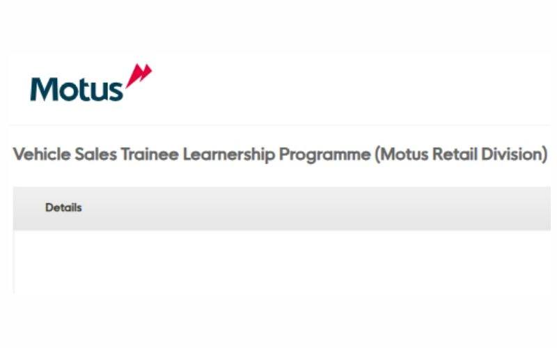 Motus Sales Trainee Learnerships 2025