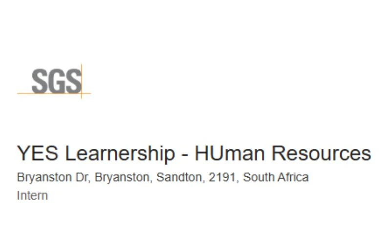 SGS YES Learnership 2025 – Human Resources